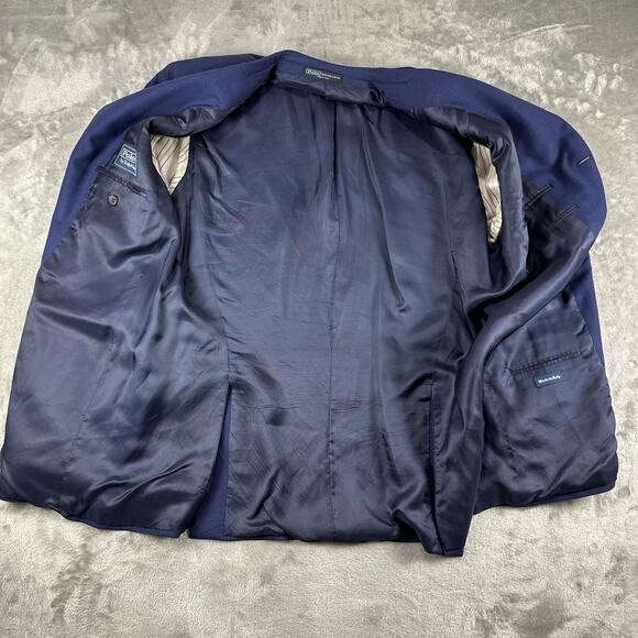 Vintage Polo Ralph Lauren Blazer Mens 44 Blue Flannel 100% Cashmere Jacket - Picture 3 of 8